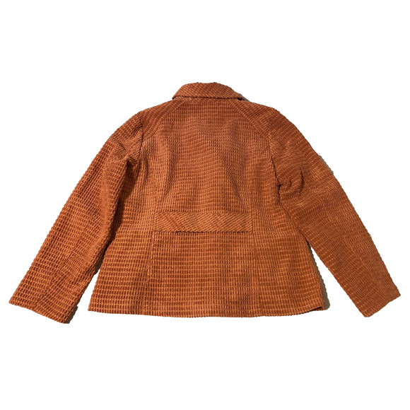 UBU Jacket Womens XL Extra-Large Orange Waffle Weave Cottage Core Fall Jacket - Picture 2 of 15